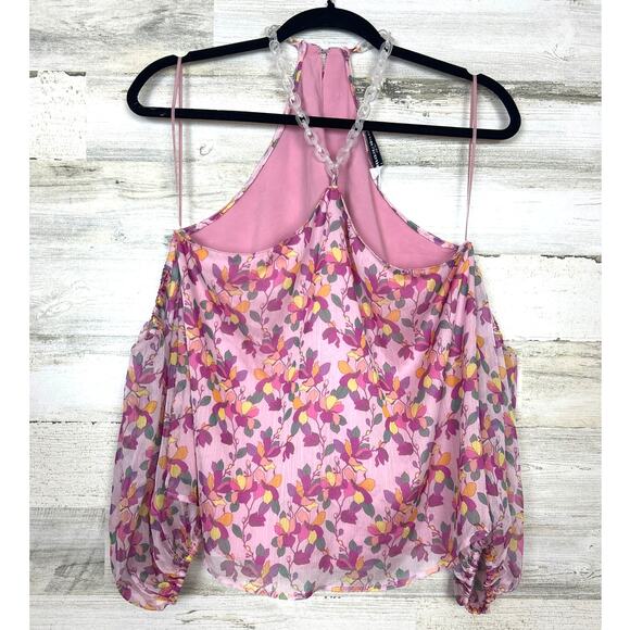 Amanda Uprichard womens medium Lorelei floral boho sheer summer blouse top new - Picture 3 of 8